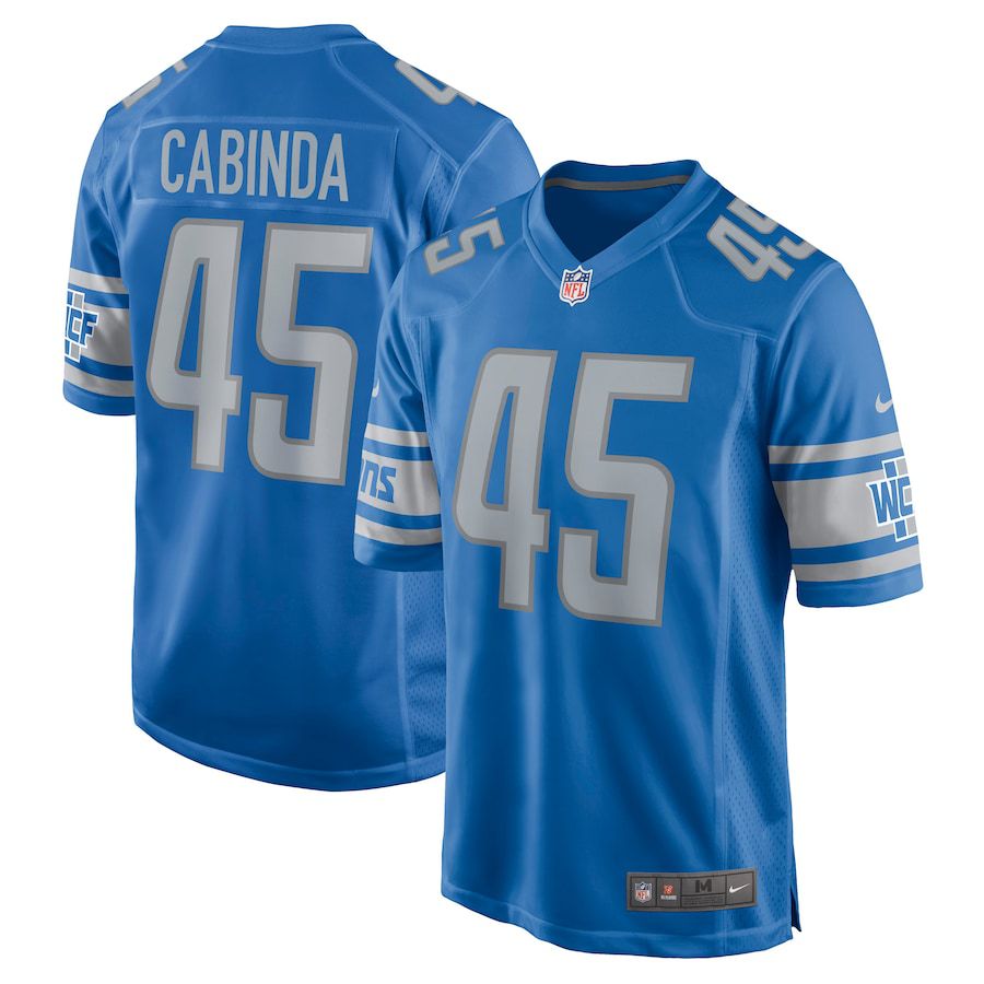 Men Detroit Lions #45 Jason Cabinda Nike Blue Game Player NFL Jersey
